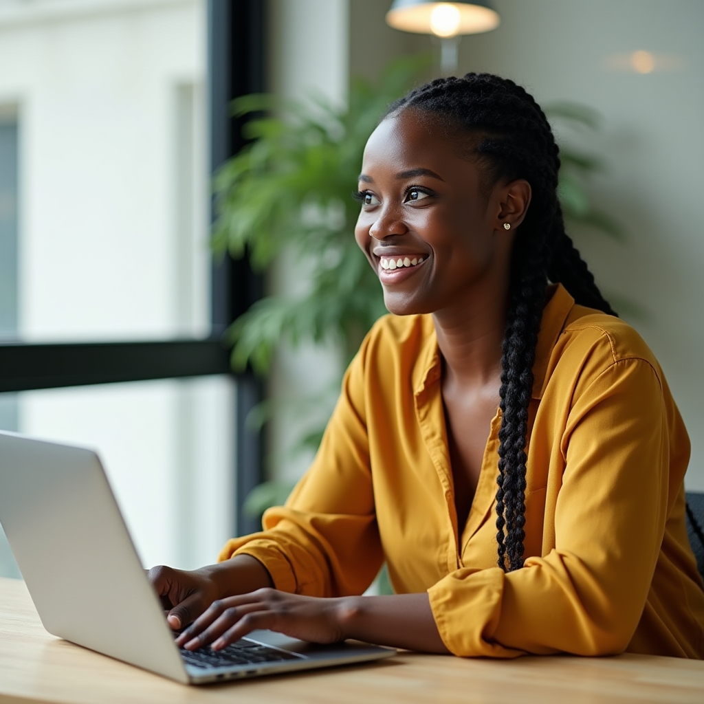 Employee smiling while typing a spreadsheet formula during a training exercise